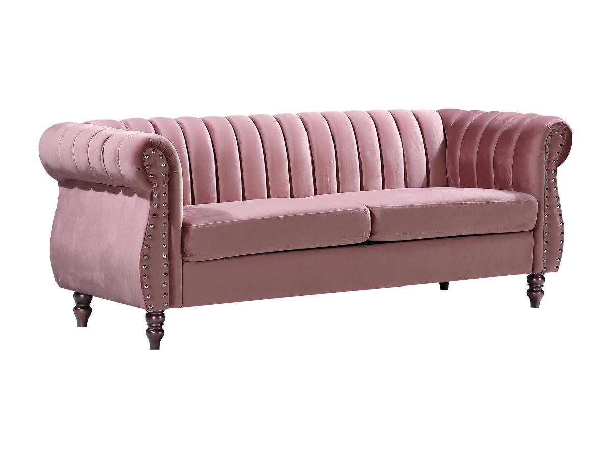 Vente-unique Chesterfield-Sofa - 3-Sitzer - Samt - Altrosa - TRUMBO  