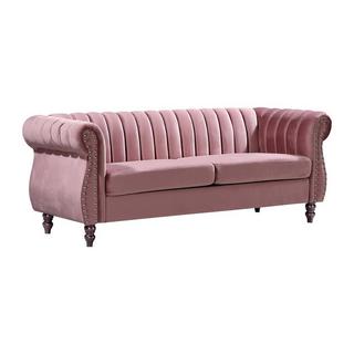 Vente-unique Chesterfield-Sofa - 3-Sitzer - Samt - Altrosa - TRUMBO  