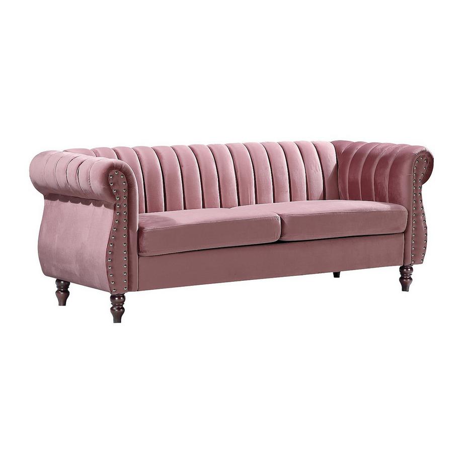 Vente-unique Divano Chesterfield 3 posti in Velluto Rosa antico - TRUMBO  