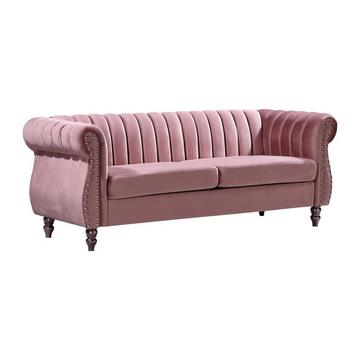 Chesterfield-Sofa - 3-Sitzer - Samt - Altrosa - TRUMBO