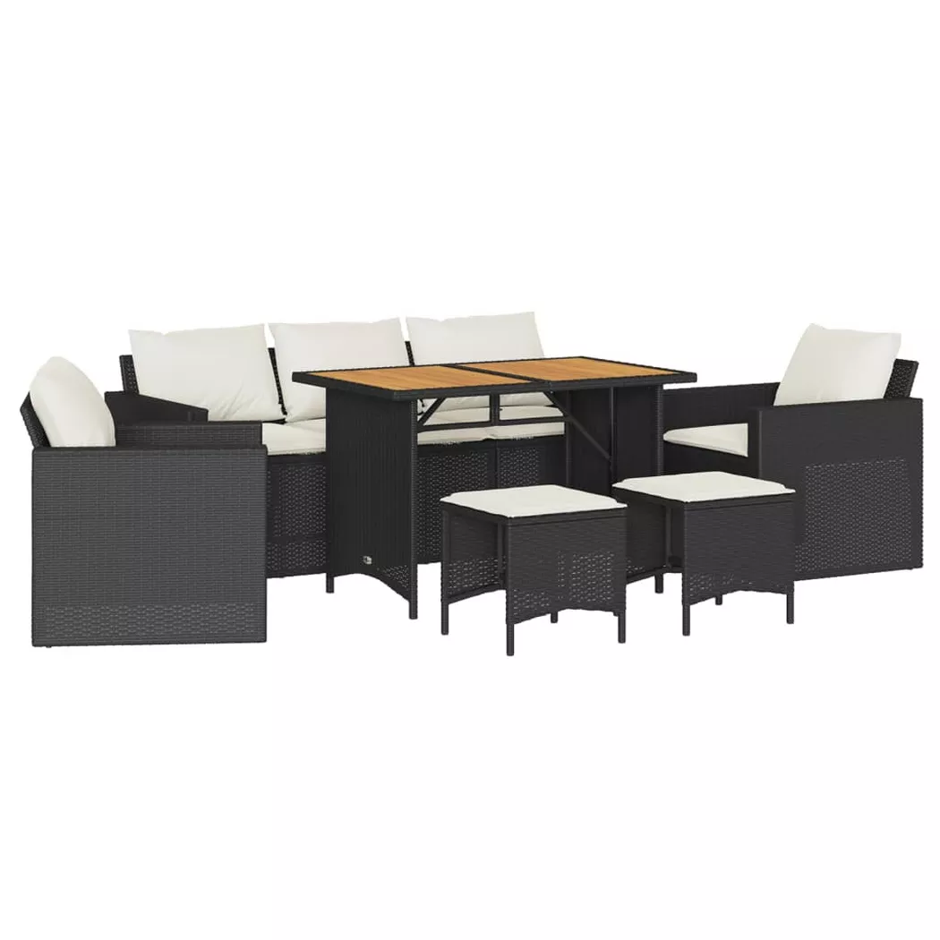 Vidaxl - Salon de jardin 6 pcs avec coussins noir résine tressée