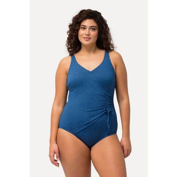 Maillot de bain scintillant style cache-cœur, bonnets souples, matière recyclée