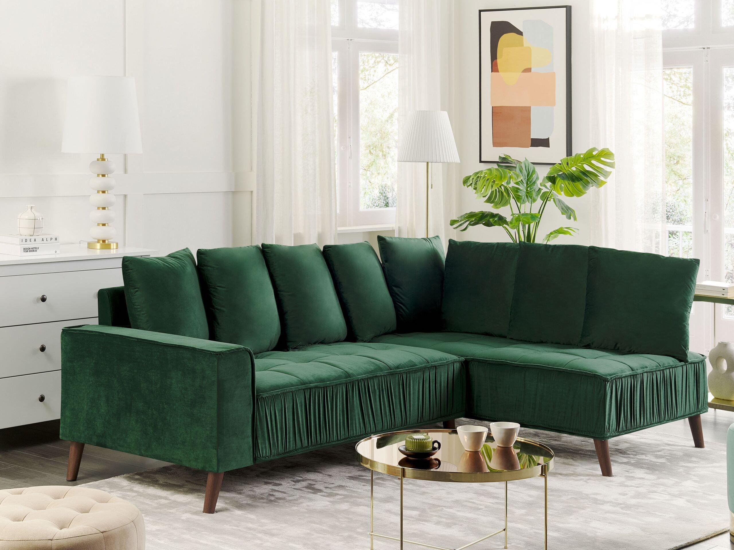 Beliani Ecksofa aus Samtstoff Modern GRENA  