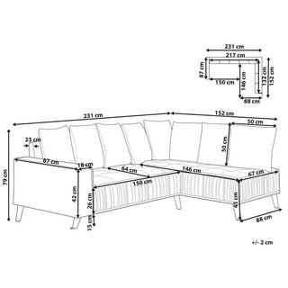 Beliani Ecksofa aus Samtstoff Modern GRENA  