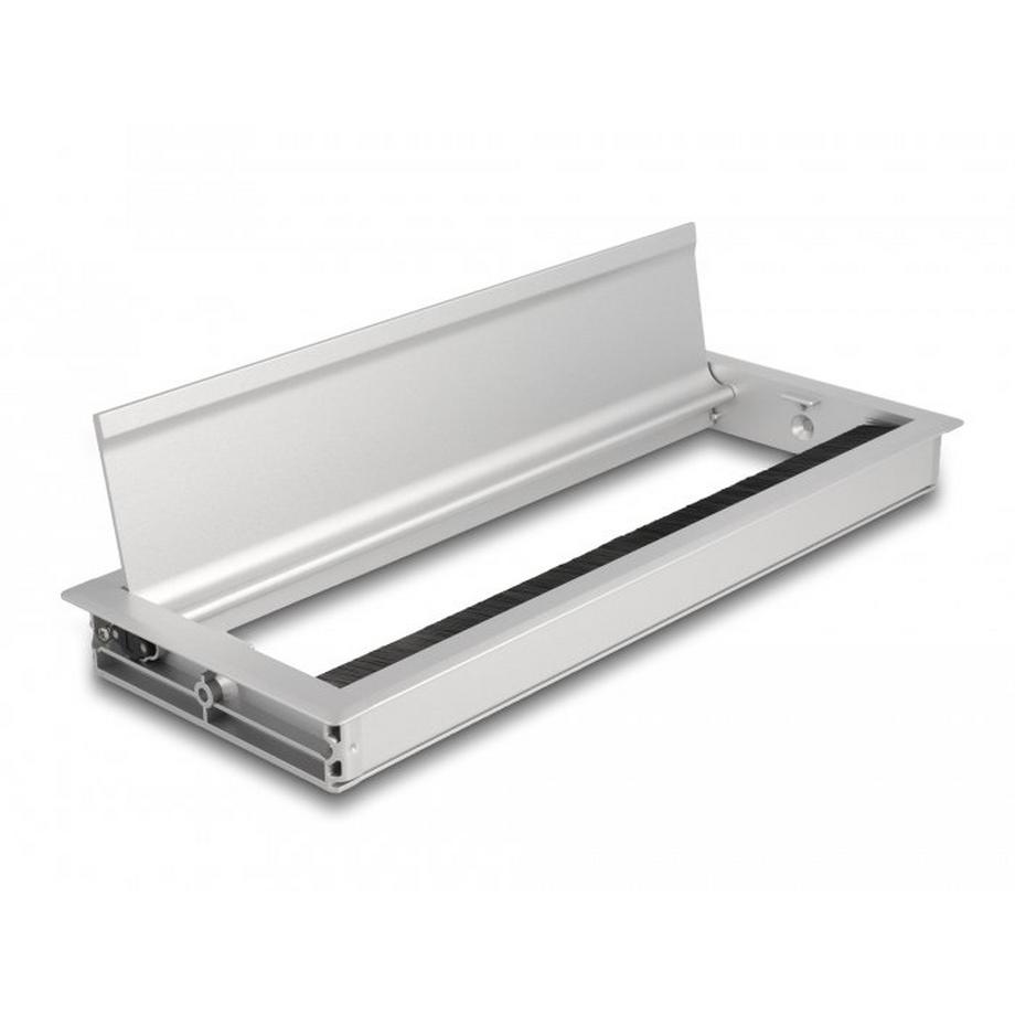 DeLock  Kabeldurchführung für Tischeinbau mit Bürste 300 x 120 x 28 mm silber 