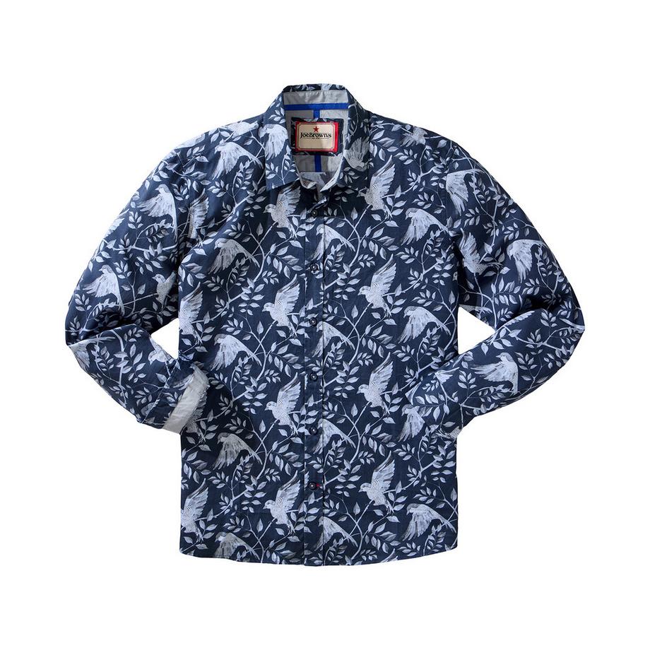 Joe Browns Camicia Maniche Lunghe Collo Classico Motivo Uccelli  