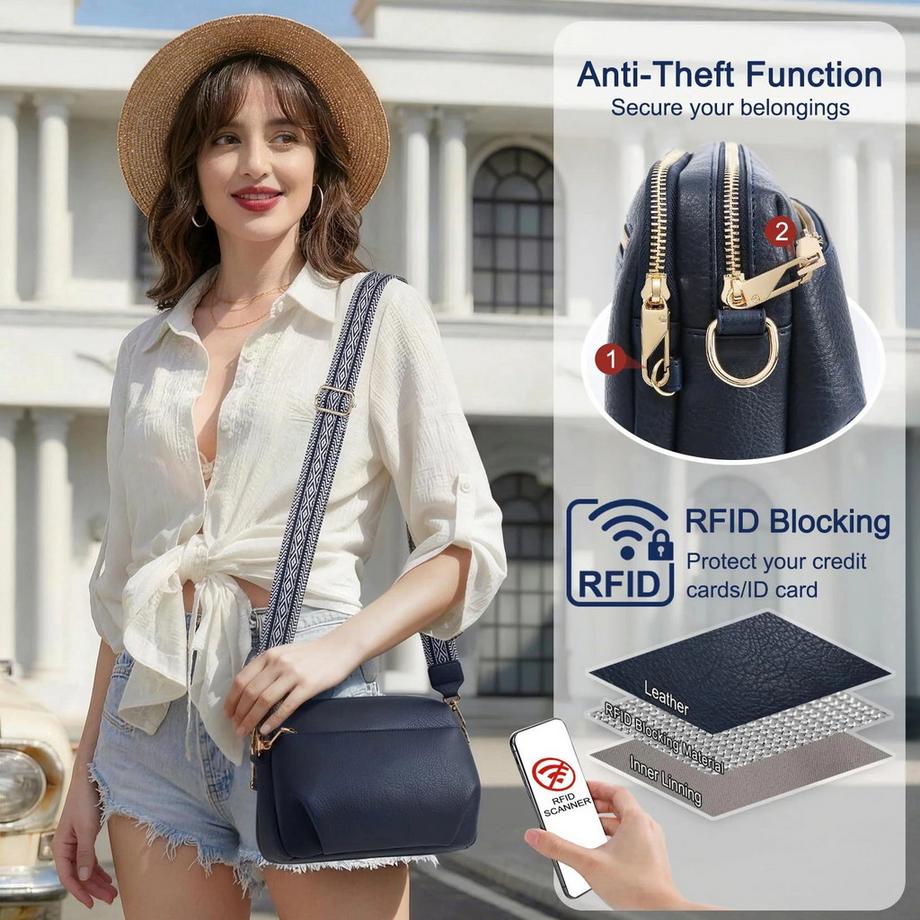 Only-bags.store Diebstahlsichere Umhängetasche mittlerer Größe, RFID blockierende Handtasche, Umhängetasche  