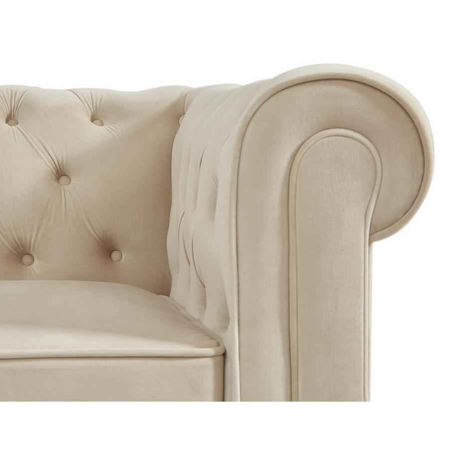 Vente-unique Divano 2 posti in Velluto Beige - CHESTERFIELD  