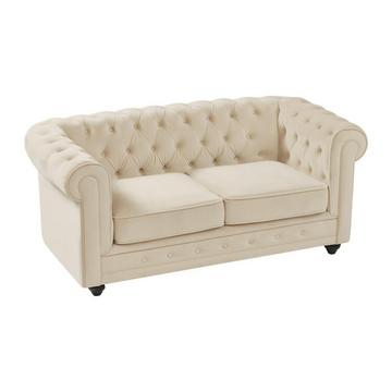 Divano 2 posti in Velluto Beige - CHESTERFIELD