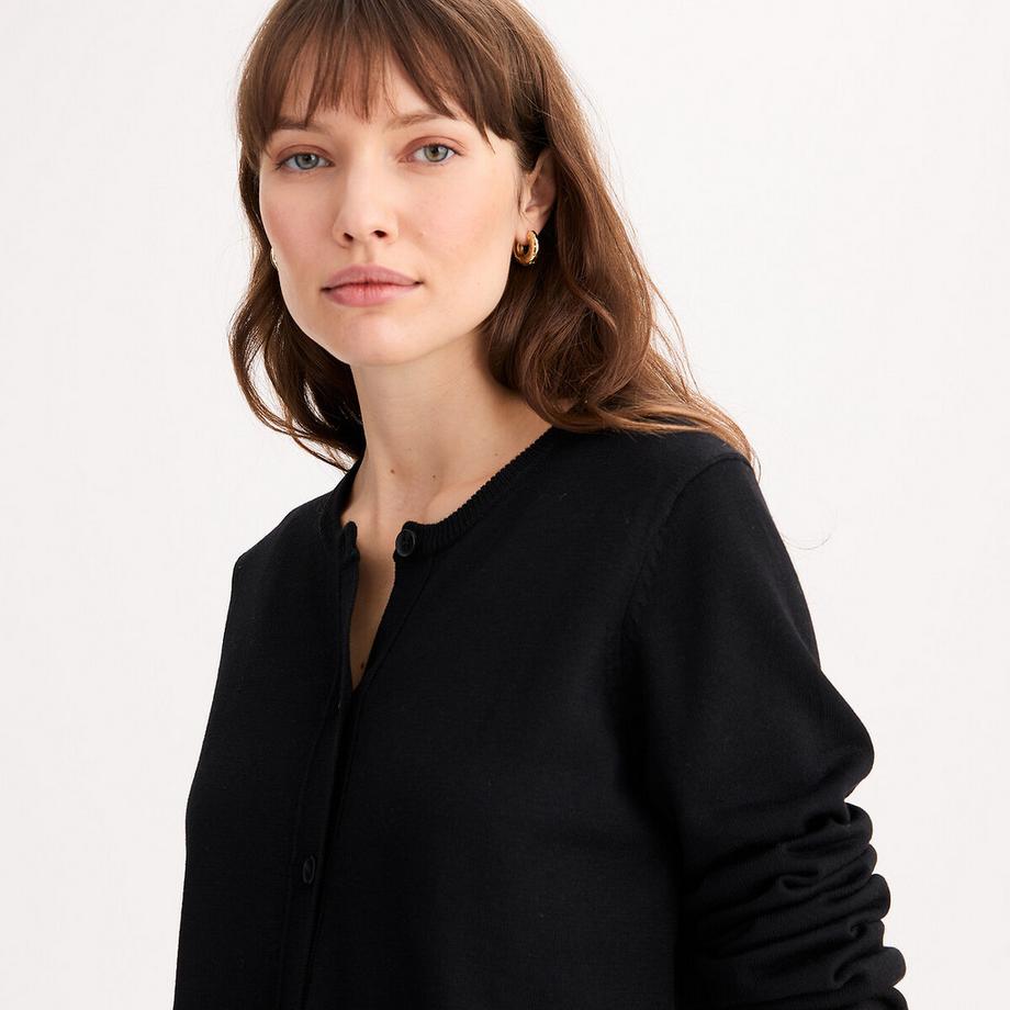 La Redoute Collections Strickjacke mit Rundhalsausschnitt aus Feinstrick  