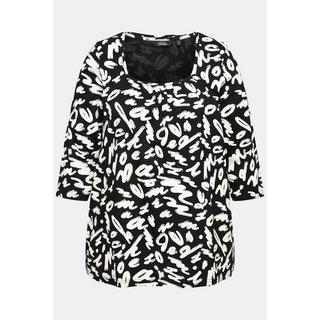 Ulla Popken  Shirt, A-Linie, Zierfalten, Carree-Ausschnitt, 3/4-Arm 