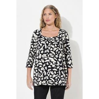 Ulla Popken  Shirt, A-Linie, Zierfalten, Carree-Ausschnitt, 3/4-Arm 