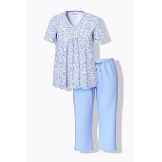 Ulla Popken Pigiama Floreale Scollo a V Maniche Corte Tasche  