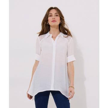 Bluse mit Zipfelsaum und Spitzendetail