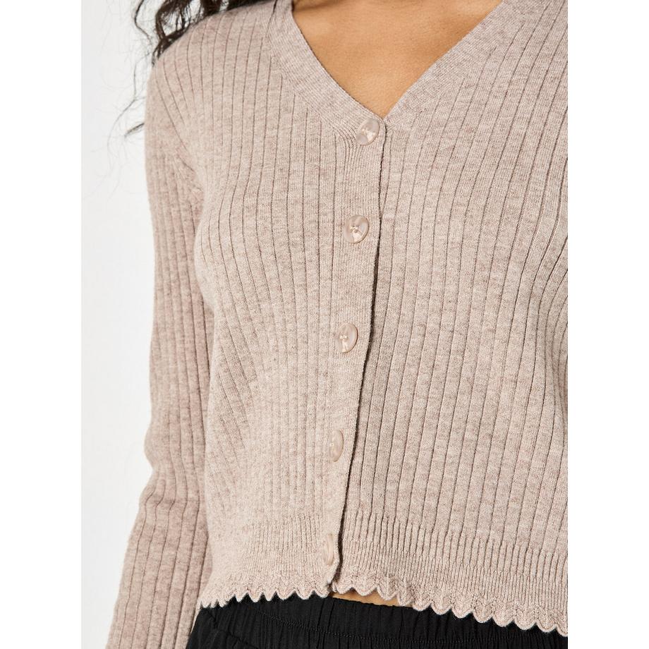 APRICOT Cardigan côtelé Bords Festonnés  
