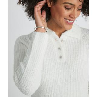 Damart  Pullover aus umweltfreundlichem Fransenstrick mit Polokragen. 