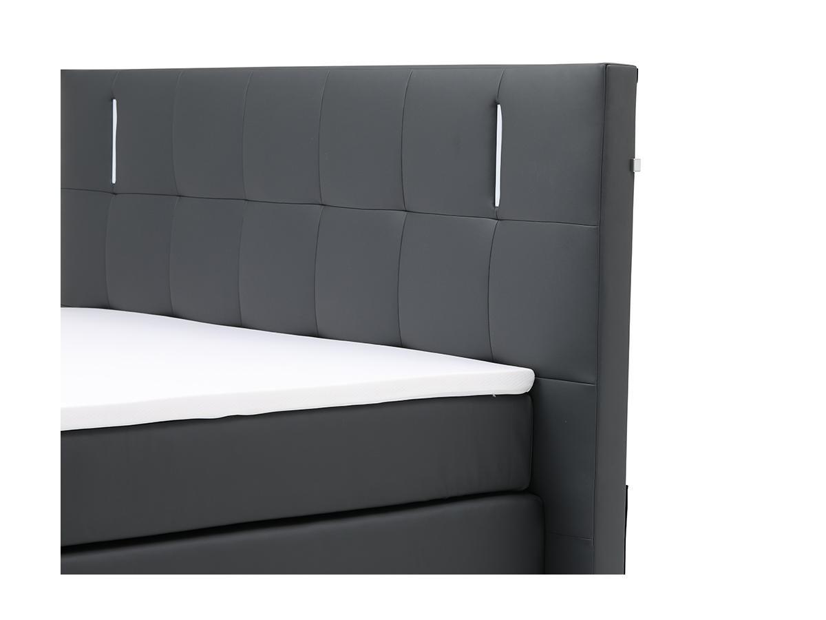 DREAMEA Set boxspring completo testata con LED + reti piedi LED + materasso + topper BILBAO similpelle Antracite  