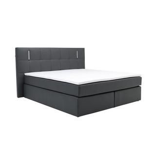 DREAMEA Ensemble boxspring complet tête de lit avec Leds + sommiers + matelas + surmatelas BILBAO simili  