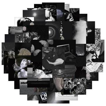 Confezione di adesivi - in bianco e nero