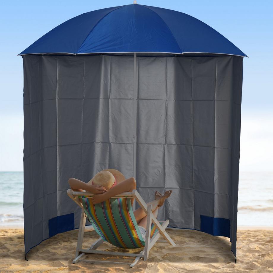 Northio Ombrellone Da Spiaggia Parasol Con Parete Laterale, Poliestere, Blu, 2.2Xh2.2M  