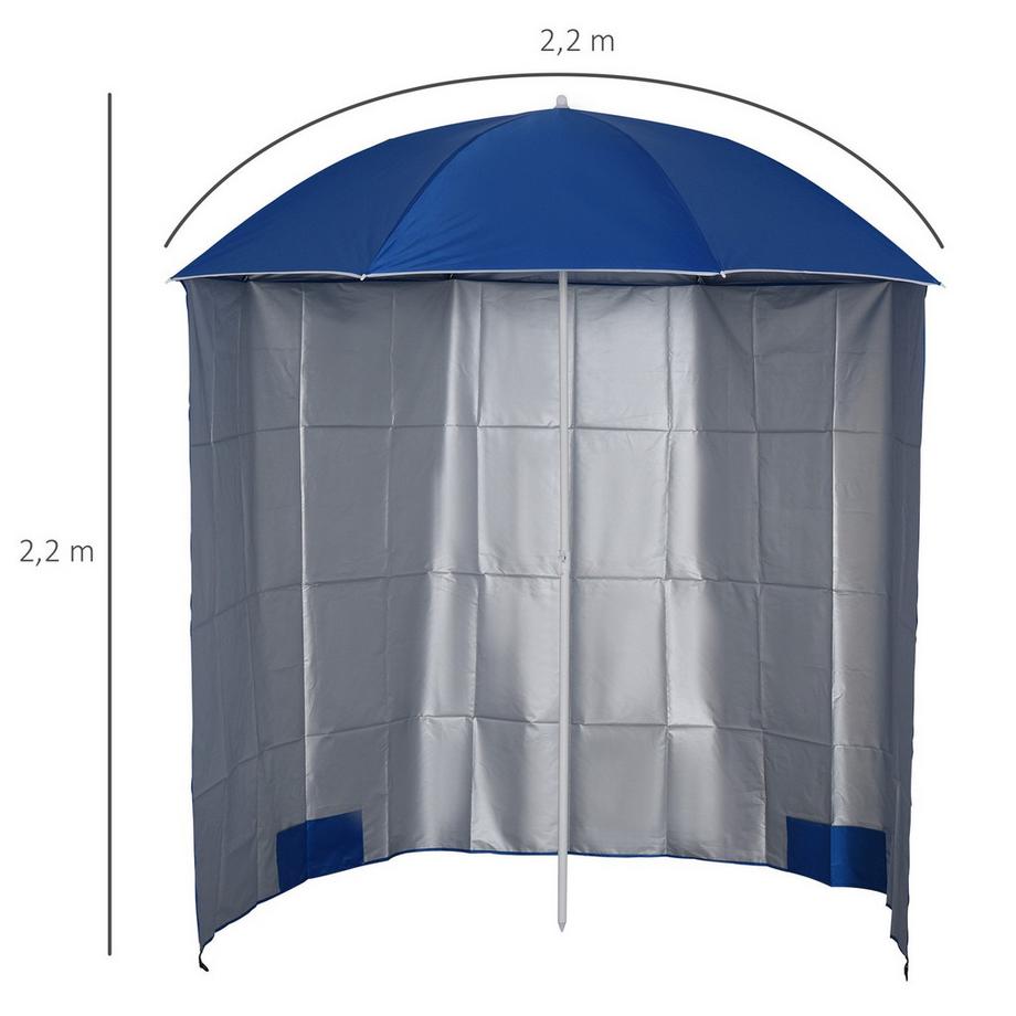 Northio Ombrellone Da Spiaggia Parasol Con Parete Laterale, Poliestere, Blu, 2.2Xh2.2M  