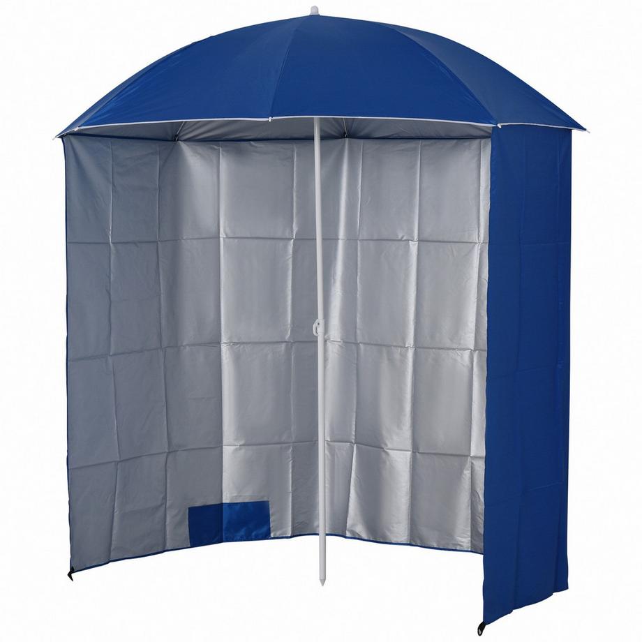 Ombrellone Da Spiaggia Parasol Con Parete Laterale, Poliestere, Blu, 2.2Xh2.2M