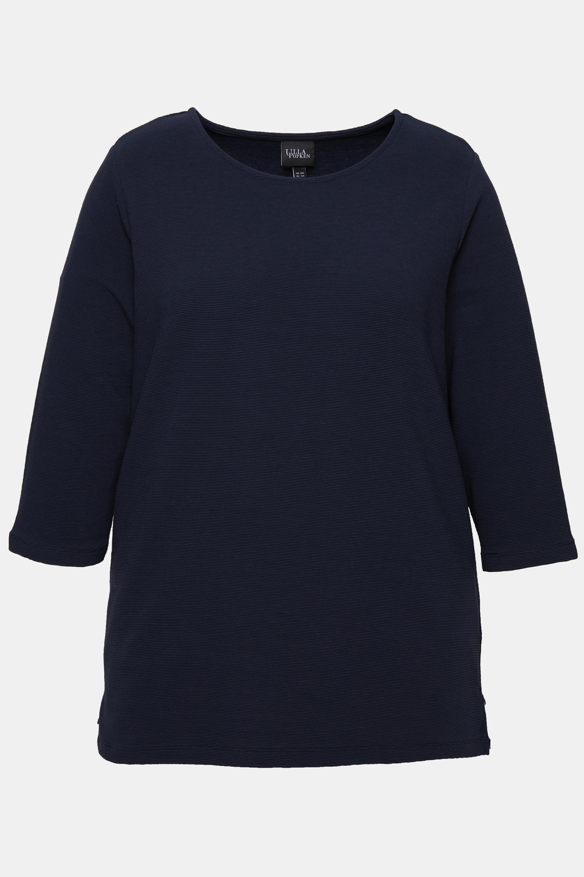 Ulla Popken  Sweatshirt, Querrippen, Rundhals, 3/4-Arm 