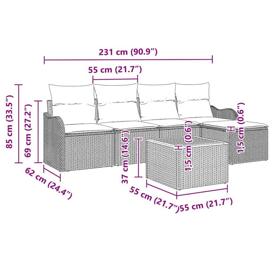 VidaXL Gartensofa-set poly-rattan  