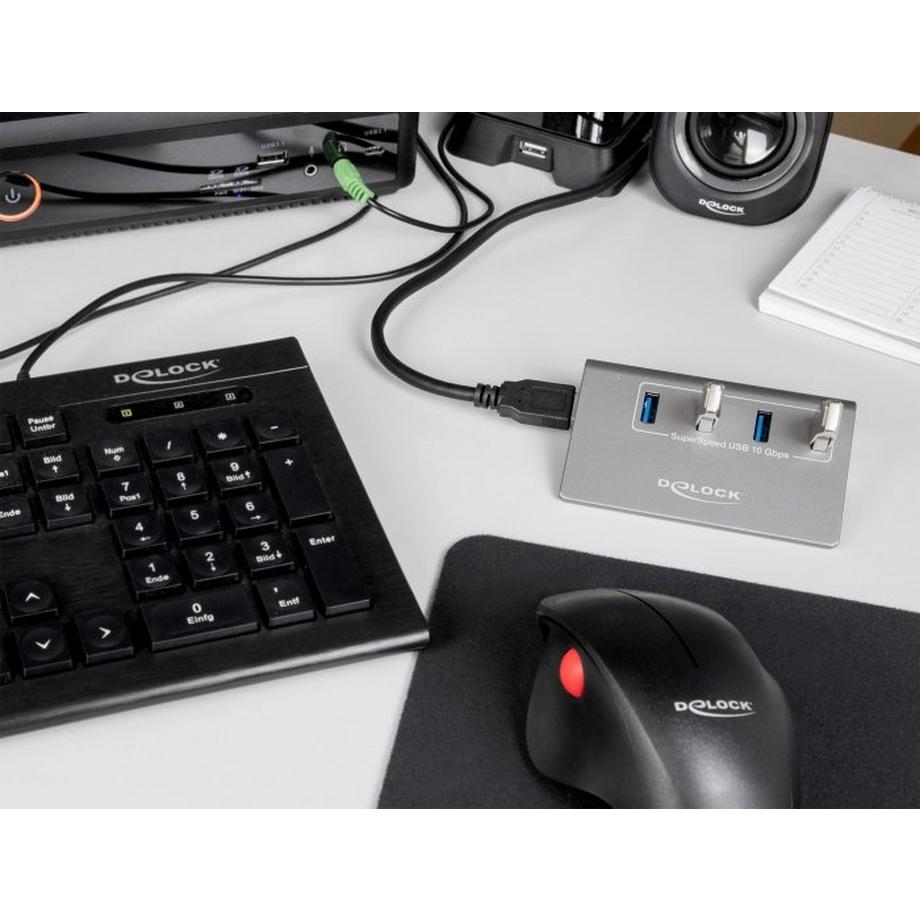 DeLock  64181 hub & concentrateur USB 3.2 Gen 2 (3.1 Gen 2) Type-A 10000 Mbit/s Gris 