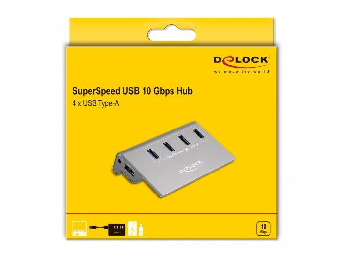 DeLock  64181 hub & concentrateur USB 3.2 Gen 2 (3.1 Gen 2) Type-A 10000 Mbit/s Gris 