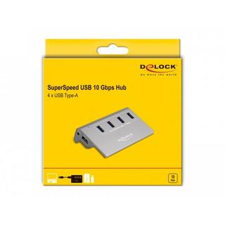 DeLock  64181 hub & concentrateur USB 3.2 Gen 2 (3.1 Gen 2) Type-A 10000 Mbit/s Gris 