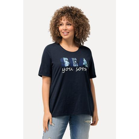 Ulla Popken  T-shirt classica con "Sea you soon", scollo a girocollo e mezze maniche 