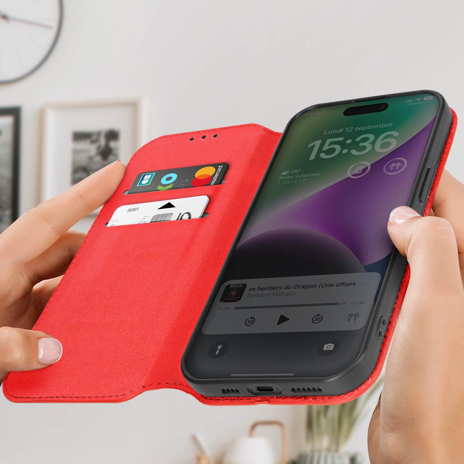 Avizar  Custodia folio per iPhone 15 Pro rossa 