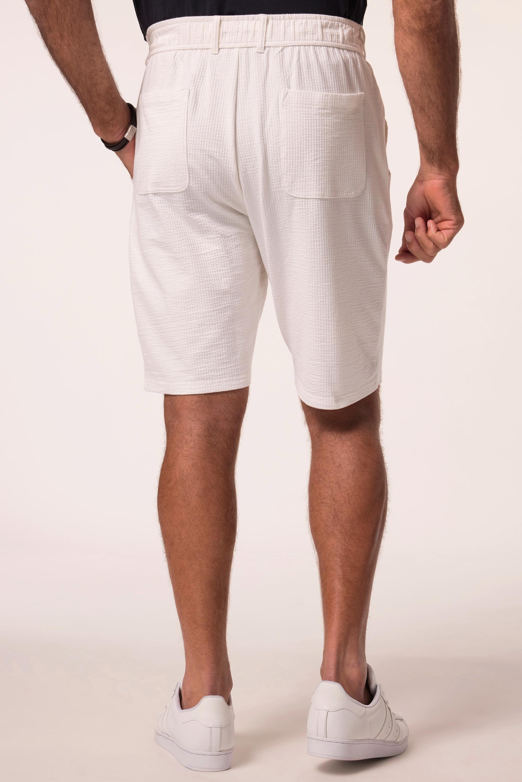 JP1880 Seersucker Bermuda Shorts mit Knopf und Reissverschlussbund  
