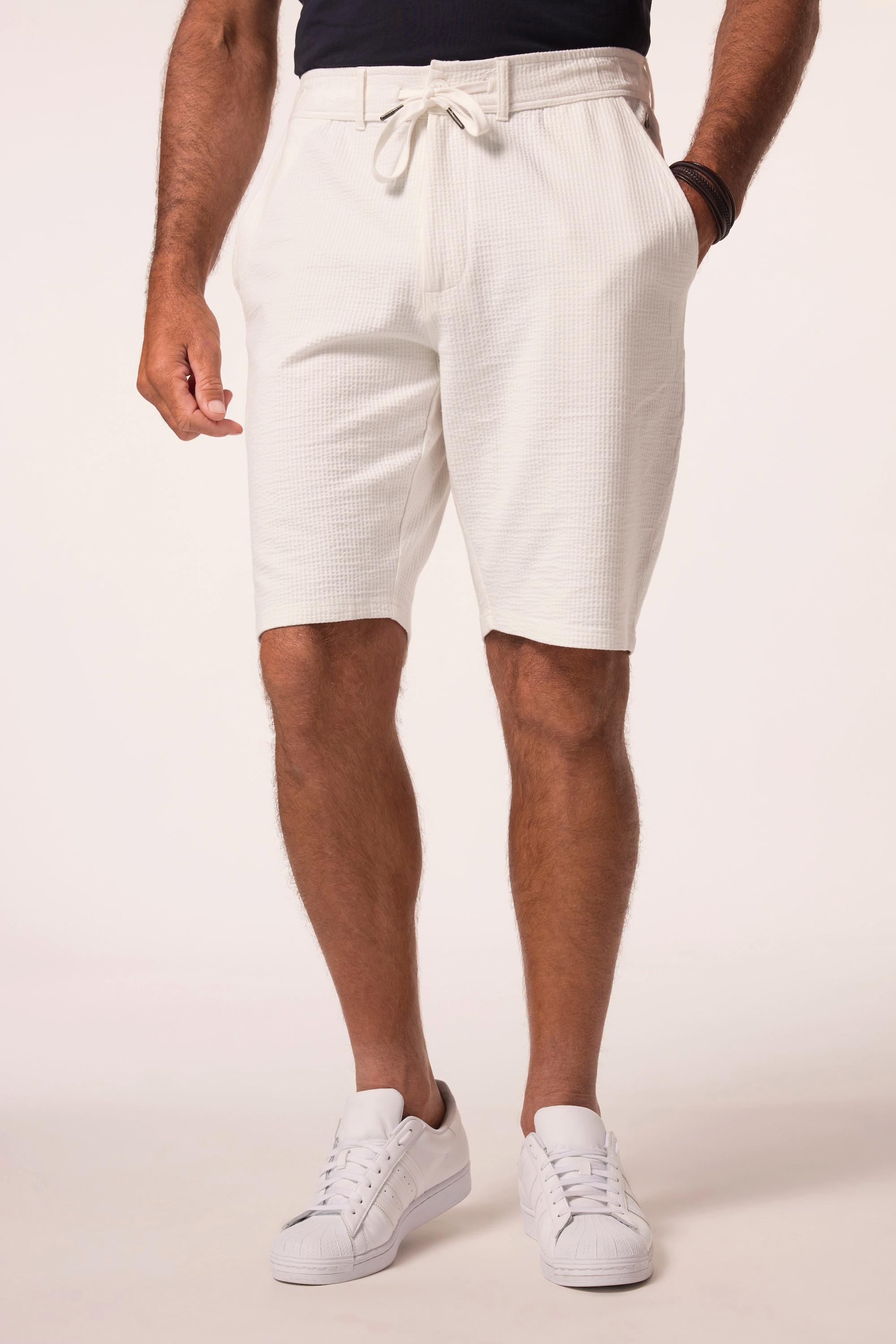 JP1880 Seersucker Bermuda Shorts mit Knopf und Reissverschlussbund  