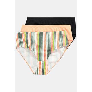 Ulla Popken Slip Midi Confezione da 3 Righe Tinta Unita  