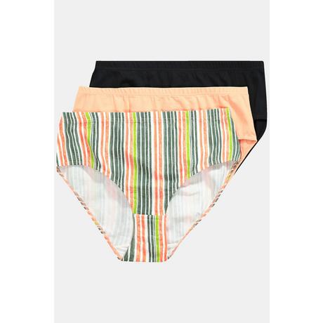 Ulla Popken Slip Midi Confezione da 3 Righe Tinta Unita  