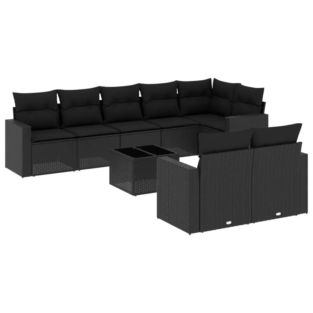 VidaXL - Garten sofagarnitur poly-rattan, One Size, Schwarz