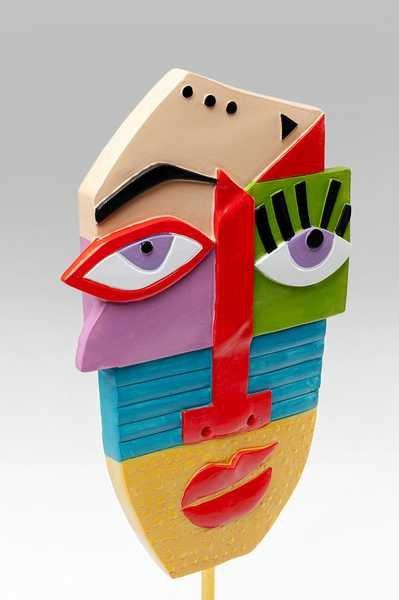 KARE Design Deko Objekt Abstract Face Multicolour 52  