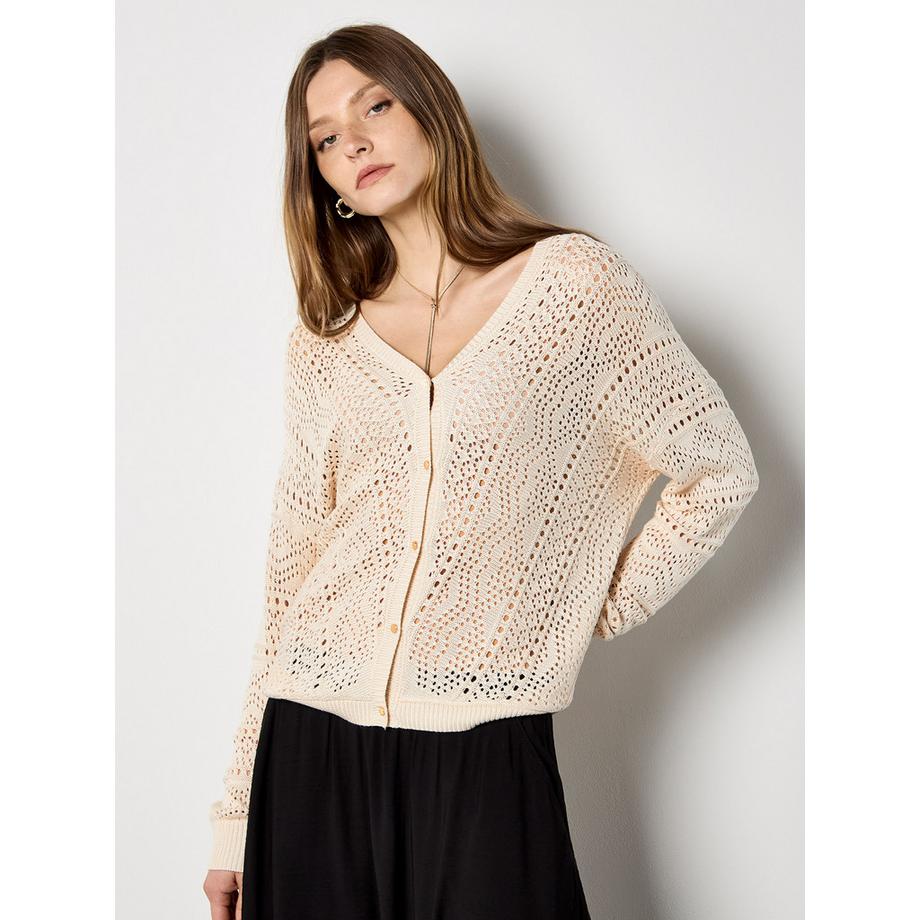 APRICOT Chevron Pointelle Strickcardigan  