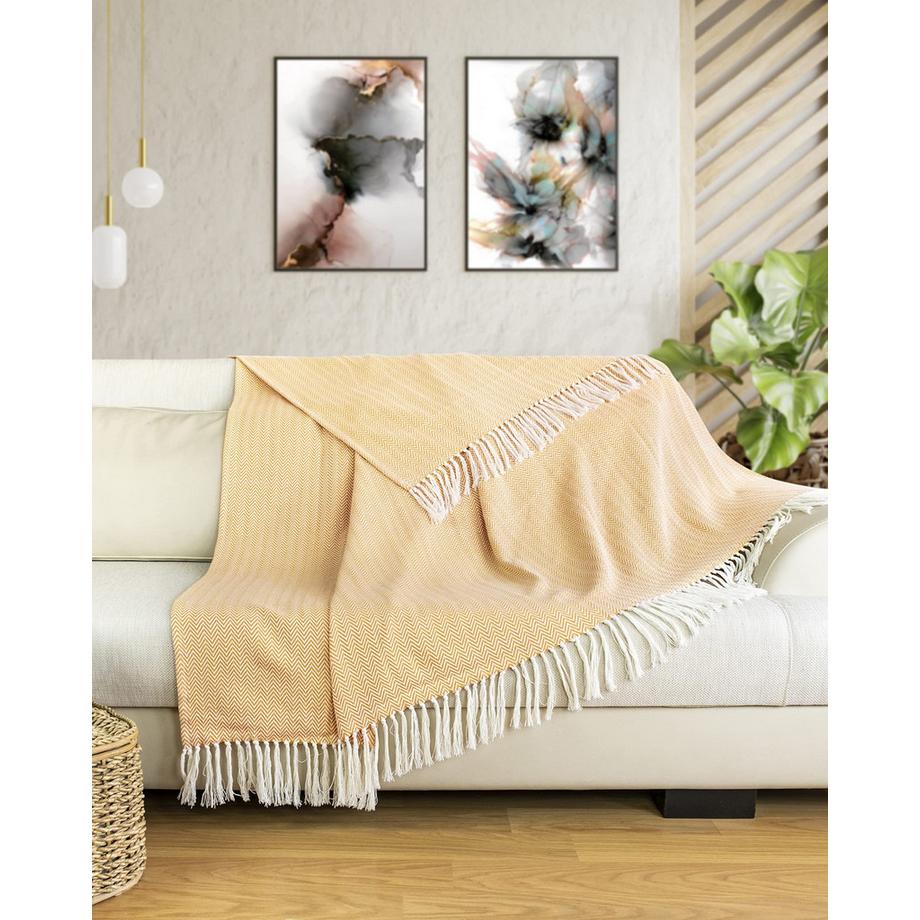 Alopini Couvre-lit Premium en Coton avec Franges  