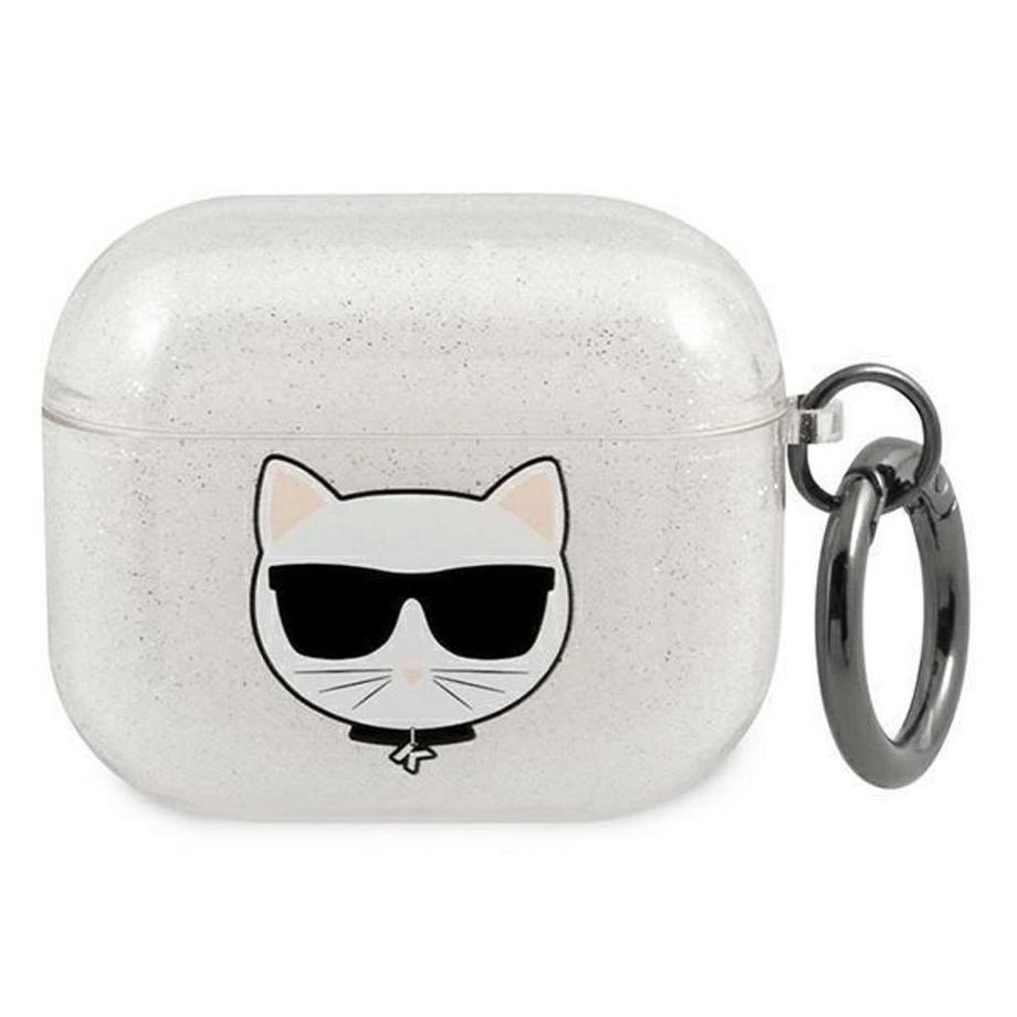 Karl Lagerfeld AirPods 3 Silikonhülle, Glitter Choupette – Silber