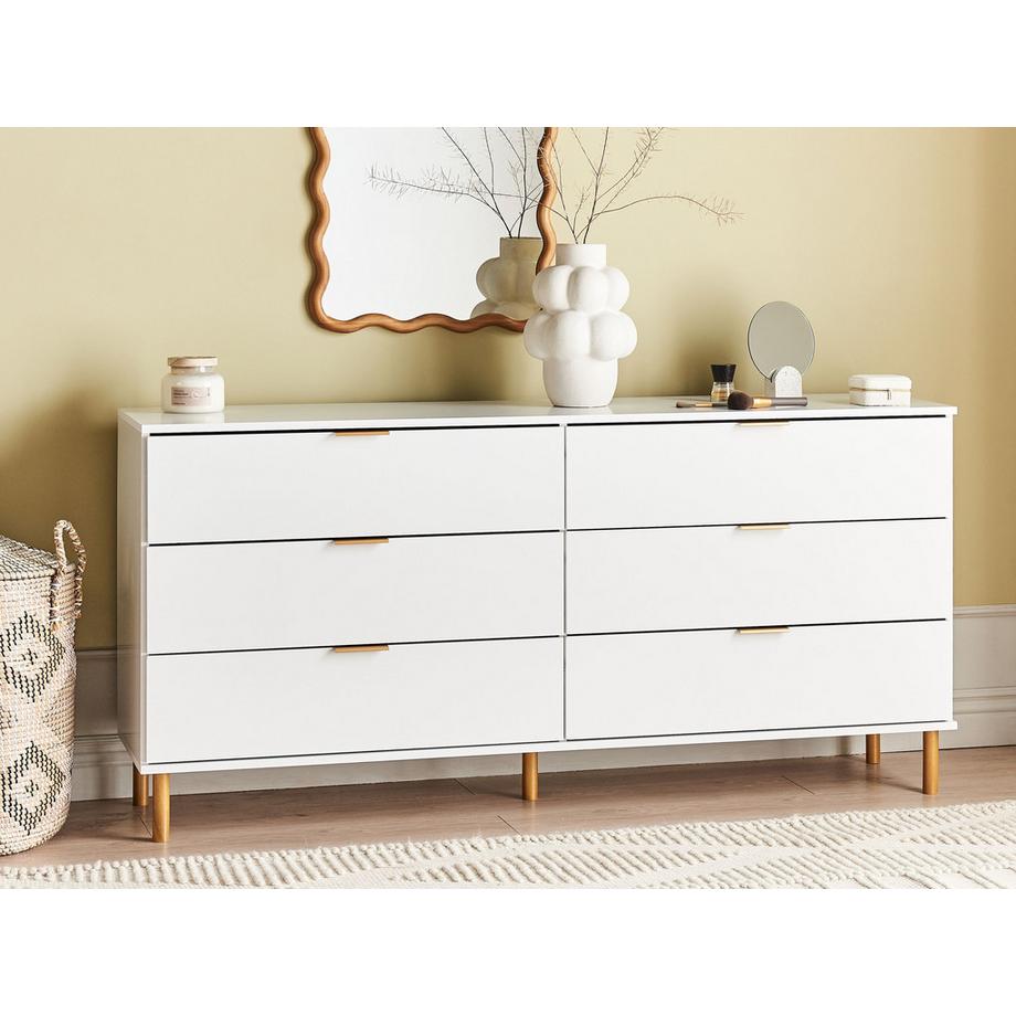 Beliani Kommode mit 6 Schubladen aus Faserplatte Minimalistisch WALPOLE  