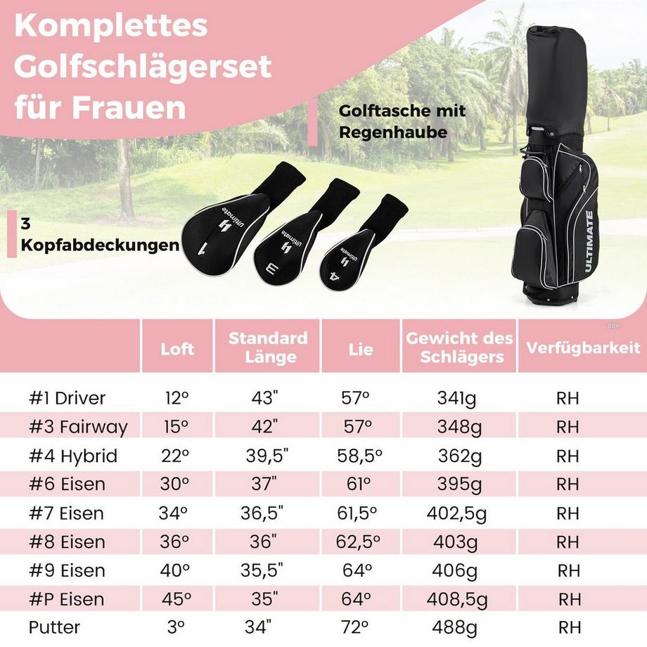 Northix  Set di mazze da golf da donna con borsa 