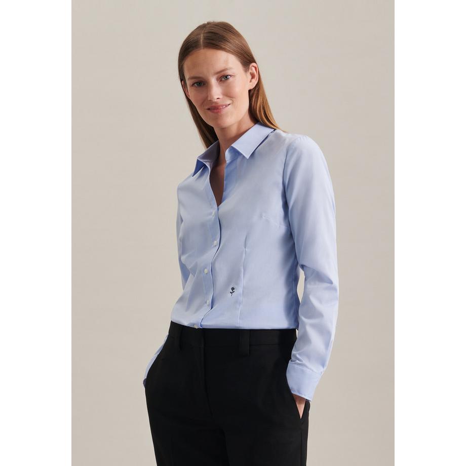 Hemdbluse Uni Langarm Kragen