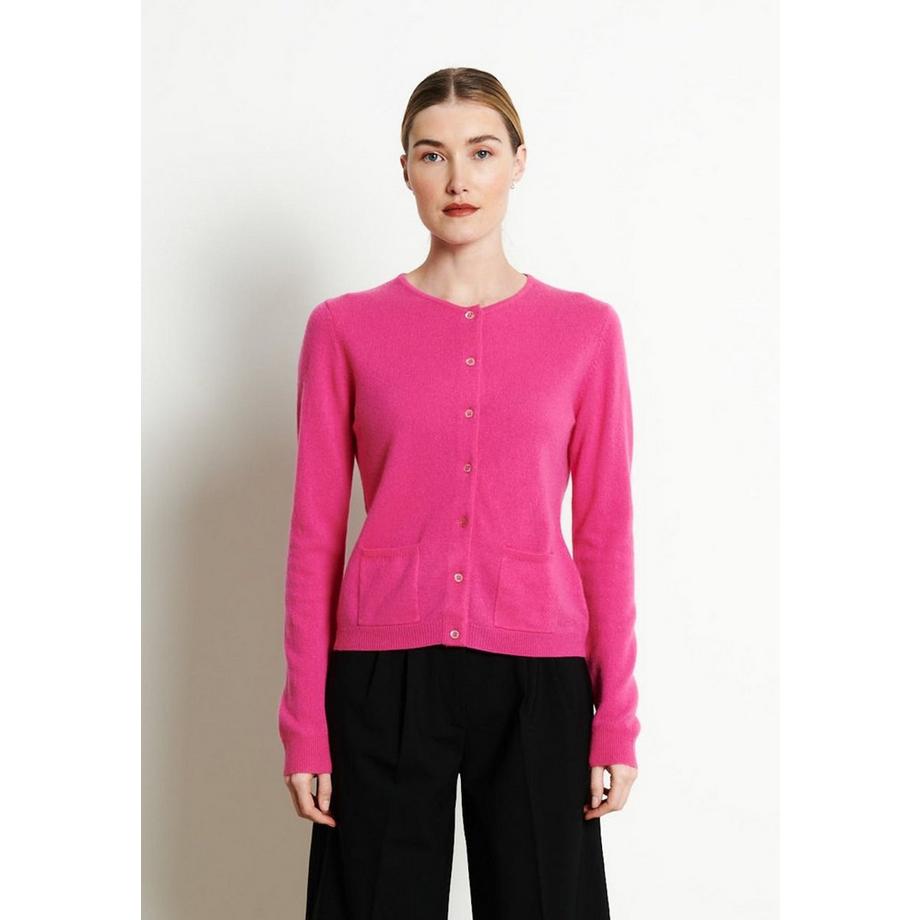 LILLY 4 Strickjacke mit tailliertem Rundhalsausschnitt - 100% Kaschmir