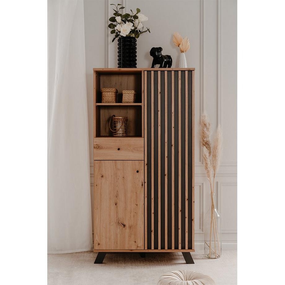 Calicosy Buffet haut 2 portes, 2 niches et 1 tiroir H156 cm - MEDAN  