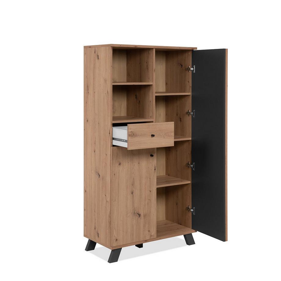 Calicosy Buffet haut 2 portes, 2 niches et 1 tiroir H156 cm - MEDAN  