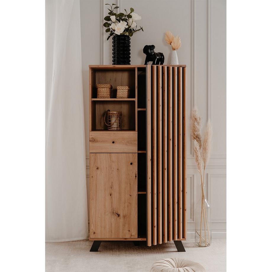 Calicosy Buffet haut 2 portes, 2 niches et 1 tiroir H156 cm - MEDAN  
