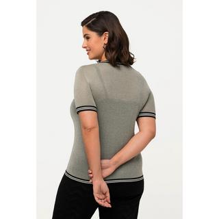 Ulla Popken  T-shirt con righe, effetto metallizzato, scollo a girocollo e mezze maniche 